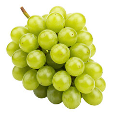 A bunch of fresh green grapes isolated against a dark background view on transparent background