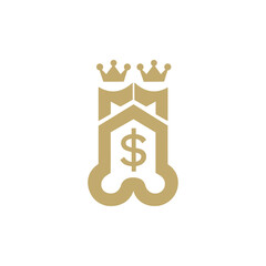 Golden crowned dollar sign emblem