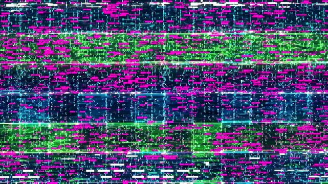 Dynamic data flow visualization abstract digital background with glitch effect and colorful square - Powered by Adobe