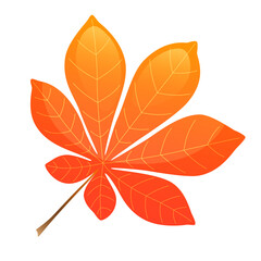 Obraz premium Orange autumn chestnut leaf, single leaf on a white background. Fall, autumn mood, nature. Vector illustration, clip art..
