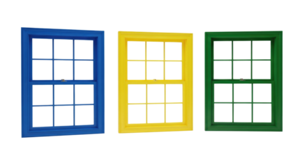 Colorful Double Hung Windows transparent bg, cutout PNG