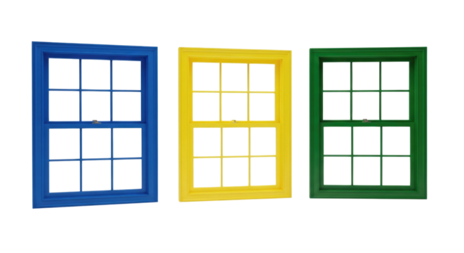 Colorful Double Hung Windows transparent bg, cutout PNG