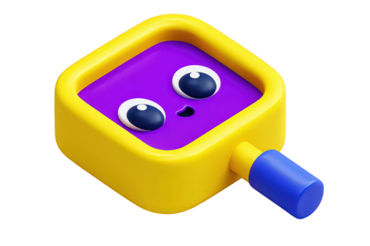 Cute Purple Square Magnifying Glass Icon