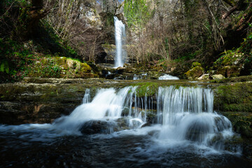 Landscape in the area surrounding the Cascada de las Pisas and the village of Villabáscones de...
