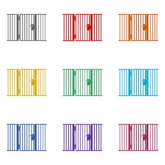 Metal fence icon isolated on white background. Set icons colorful