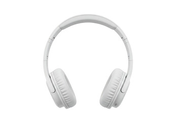 White overear headphones with a flexible headband, isolated on transparent background
