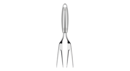 Isolated three-prong carving fork, a culinary tool for serving meats and poultry items