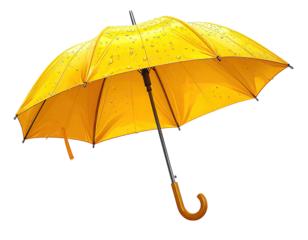 Yellow umbrella with raindrops