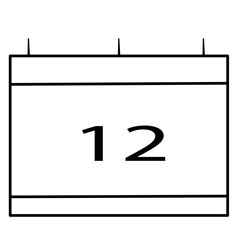 Minimalist Black and White Calendar Icon Showing Date 12