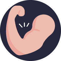 Flexed bicep showing strength and muscle growth.