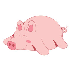 Cute Pig Sleeping Mascot Character Cartoon Icon Illustration