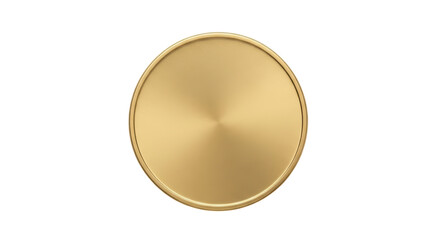 Isolated golden coin, blank and empty metal circle, award, medal, precious, currency