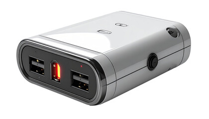 Fototapeta premium Sleek white portable charger with two USB ports