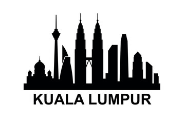 Obraz premium Kuala Lumpur skyline silhouette with Petronas Towers and KL Tower