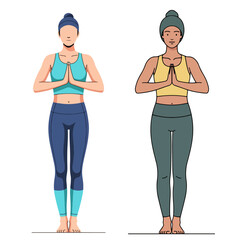 Flat design illustration of mountain yoga pose