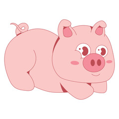 Happy Pig Mascot Character Cartoon Illustration