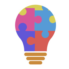 Colorful Puzzle Light Bulb Illustration