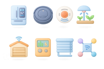 Smart home devices: modern icons collection for iot and automation