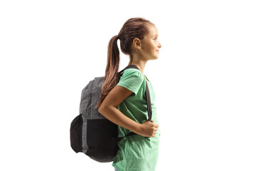 Young female student with a backpack standing