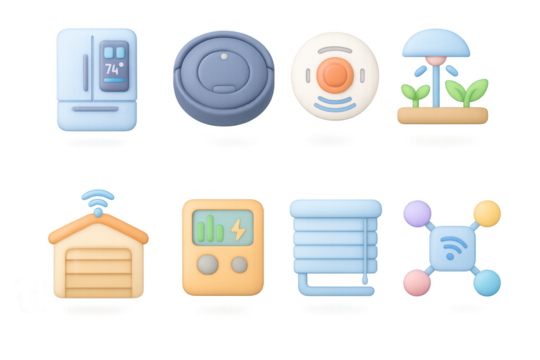 Smart home devices: modern icons collection for iot and automation