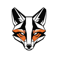 Geometric Fox Head Illustration with Orange Accents.