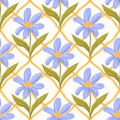 seamless pattern with purple flowers
