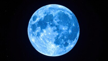 Obraz premium Blue Full Moon in Night Sky