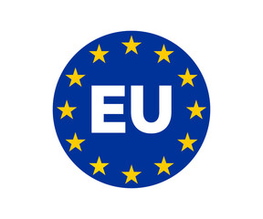 Round icon flag of the European Union sign illustration on transparent background.
