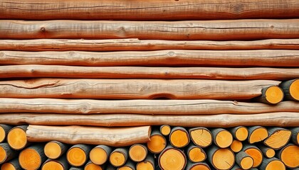 Rustic stacked log wall background texture, natural wood grain,  vertical,  wood texture