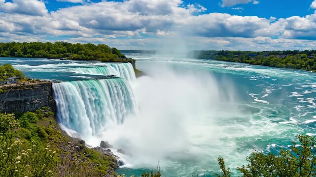 A water fall in spring