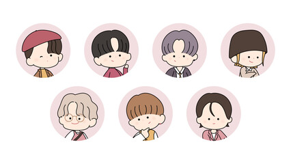 おしゃれな服を着た男性たち かわいいキャラクターアイコン おしゃれなファッション