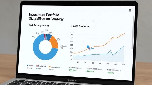 Investment Portfolio Diversification Strategy Data Analysis and Visualization on Laptop Screen