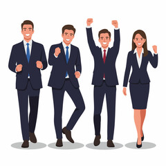 Modern Flat Style Business People Group Celebrating Success Character Illustration