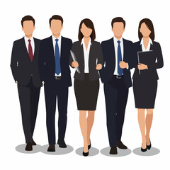 Flat Style Full Body Business Team Professional Diversity Illustration © Zain