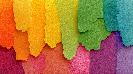 Colorful Torn Paper Layers in Rainbow Sequence