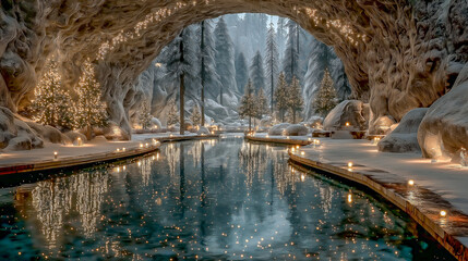 Enchanting Winter Wonderland with Twinkling Lights