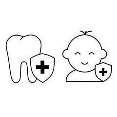 Vector art symbols set of baby health and dental health icons