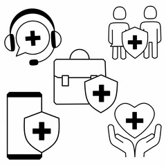 Vector art symbols set of family and community health icons also jobs and health applications 