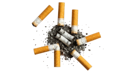 Cigarette butts and ash scattered