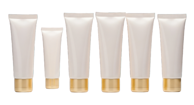 Cream tubes in various sizes, gold caps
