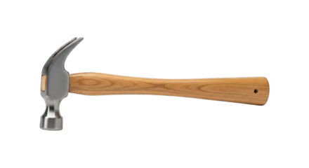 Metal claw hammer with wooden handle