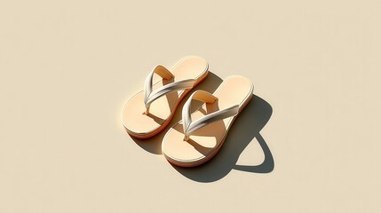 Pair of Flip-Flops on Beige Surface