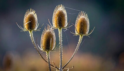 Obraz premium Close-up of dried thistle heads