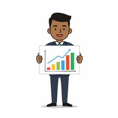 Flat Illustration Cheerful Businessman Holding Growing Graph Chart Business Graphic
