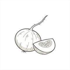 Jicama root vegetable with a slice on a white background