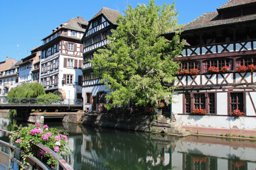 half-timbered houses and river ill in strasbourg in alsace in france 