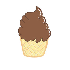 Delicious chocolate soft serve ice cream vector illustration. Hand drawn flat style isolated illustration for dessert menus, summer food