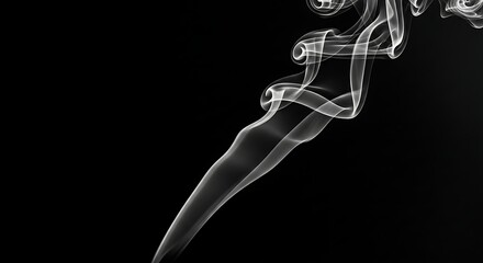 Wispy White Smoke Swirls Against Black Background Keywords: smoke, white, wispy, swirl, abstract, dark