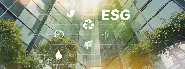 ESG Business investment strategy on new green economy. Environment social governance in real estate.
