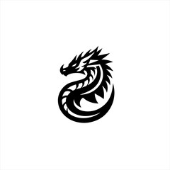 Tribal dragon silhouette logo design
